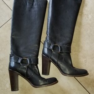 Tall Black leather Heeled Boots